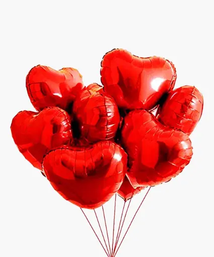 [10 Heart Shaped Foil Balloons] Bunch Of Hearts